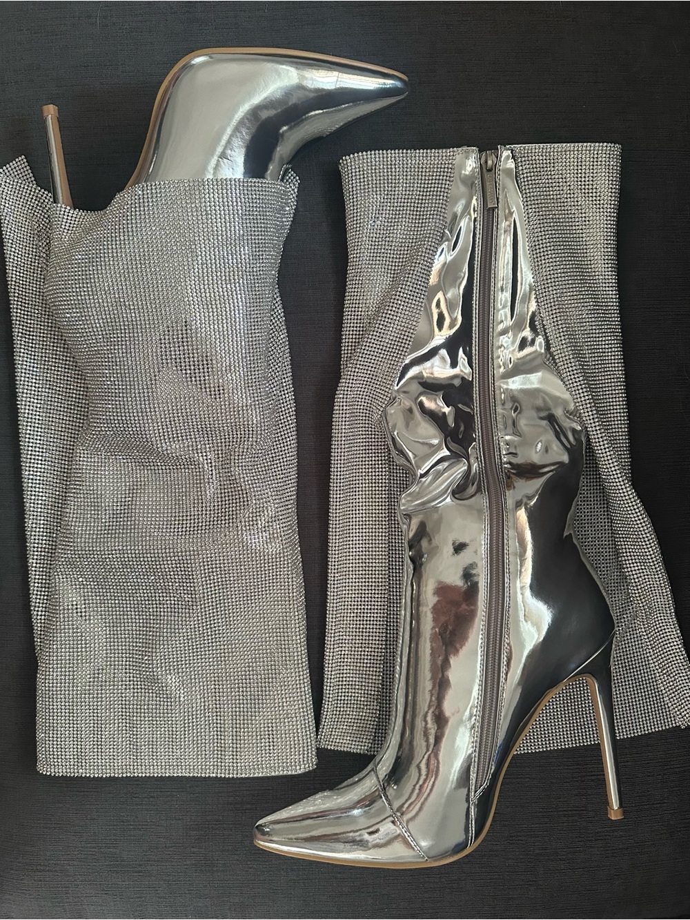 Cape Robbin Shiny Silver Pointed-Toe Stiletto Heels - Picture 7 of 10